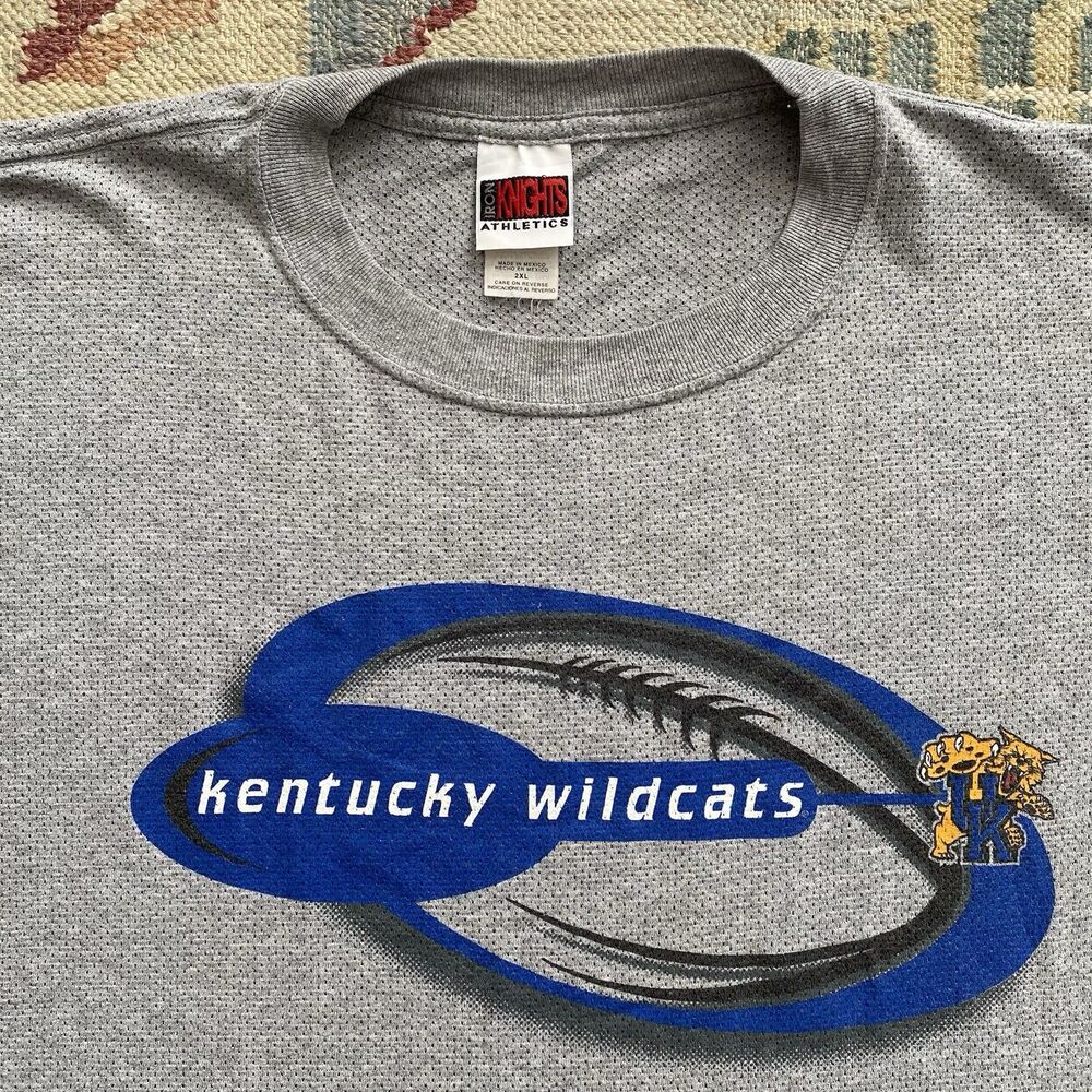 Vintage Iron Knights Kentucky Wildcats Perforated T Shirt 90s XXL Gray Football